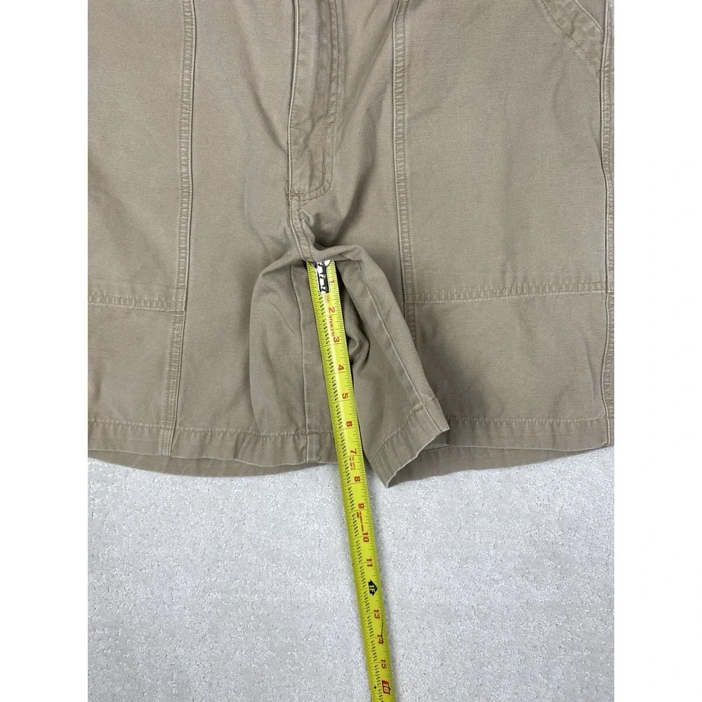 Eddie Bauer Carpenter Shorts Men's 36 Measured 34 Tan Khaki Cotton Flat Front